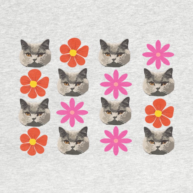 british shorthair cat flower face masks by T-shirt verkaufen